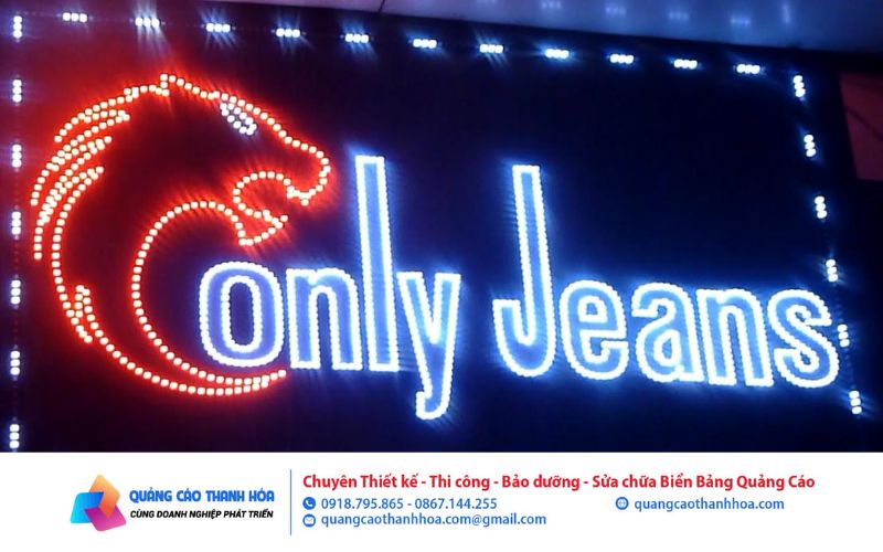 bộ chữ only jeans sử dụng led