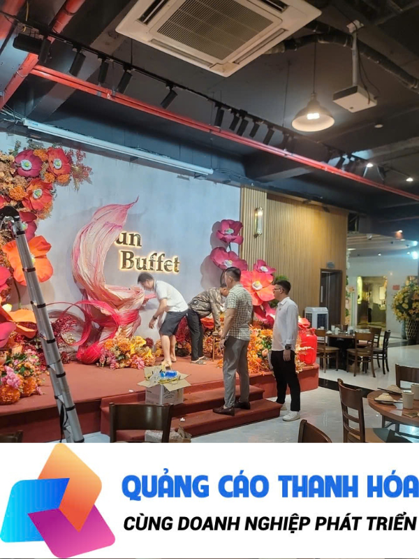 thi công biển chữ inox nhà hàng sun buffet thanh hóa