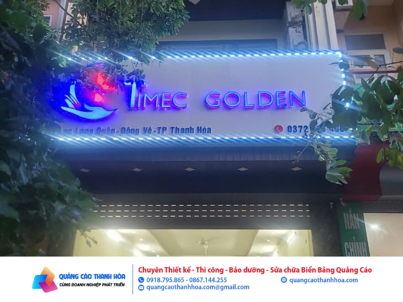 thợ thi công bảng hiệu timec golden ở đông vệ thanh hóa